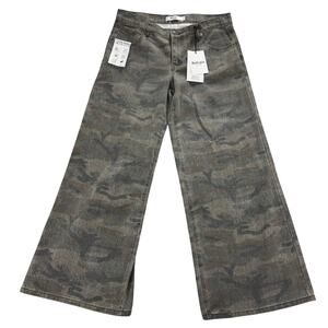 Refrain Los Angeles Camo Wide Leg Denim Jeans Women's Size 11/30 NWT Grunge
